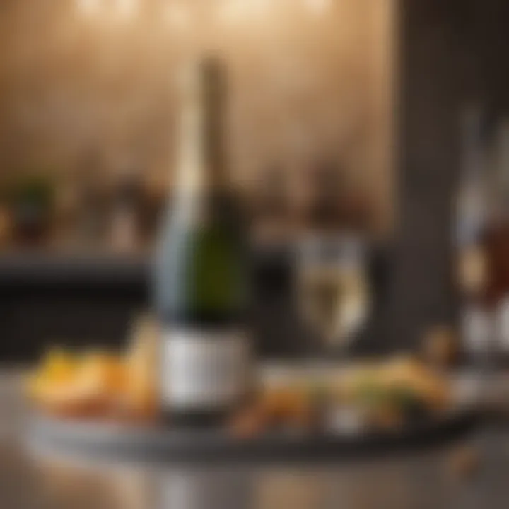 A tranquil setting with a chilled bottle of champagne and gourmet snacks