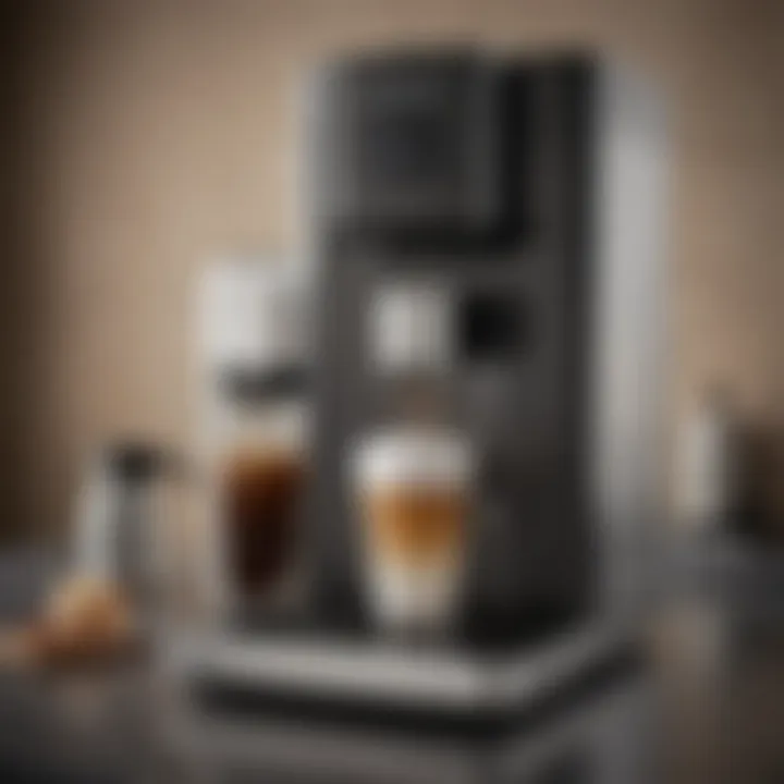 Close-up of a sleek touch single serve coffee brewer showcasing its modern design and interface