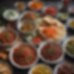 A vibrant spread of traditional Turkish meze showcasing colorful dishes