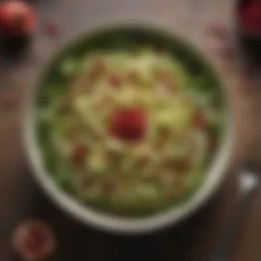 Brussels Sprout Salad with Pomegranate A vibrant Brussels sprout salad with pomegranate seeds and nuts