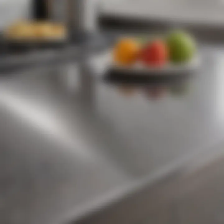 Close-up of the stainless surface highlighting its durable finish.