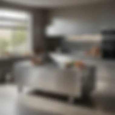 Modern Stainless Kitchen Island with Wheels Elegant stainless kitchen island on wheels showcasing modern design.