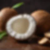 Coconut water in a fresh coconut shell