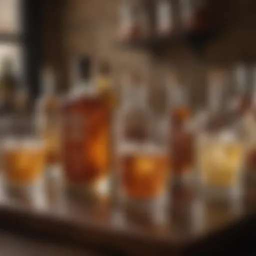 A selection of whiskey mixers including ginger ale, tonic, and soda