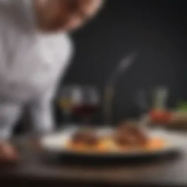 Culinary Presentation with WiFi Temperature Probe An elegant culinary presentation alongside a WiFi temperature probe.