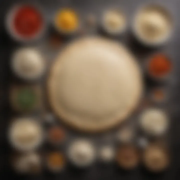 Ingredients laid out for yeast-free pizza dough preparation