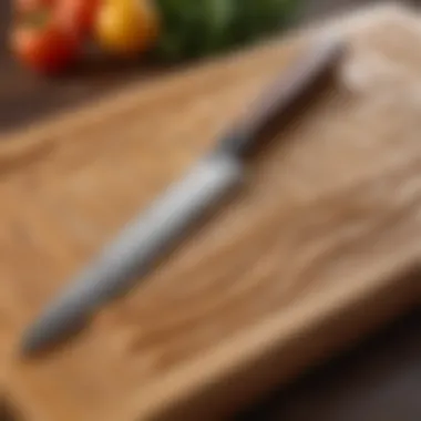 Close-up of carving board with knife marks and flavor stains