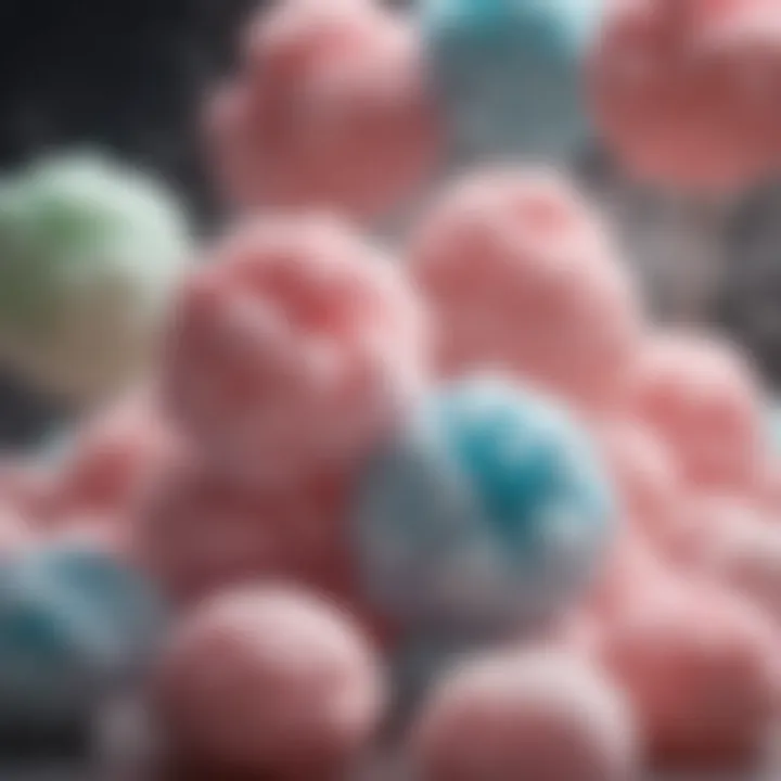 Different flavors of cotton candy created from hard candies