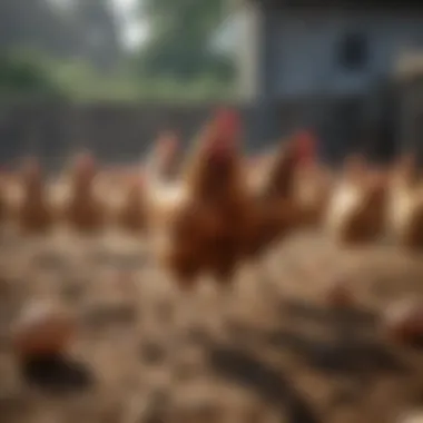 Chickens Roaming Free Illustration of chickens in a free range environment