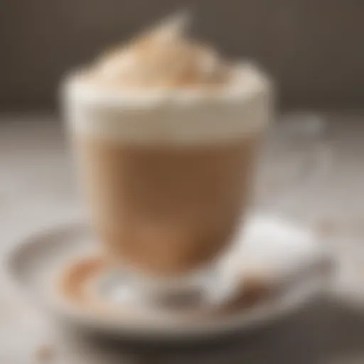 A close-up of frothy milk in a cappuccino cup