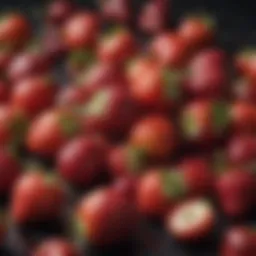 A vibrant display of May fruits including strawberries and cherries.