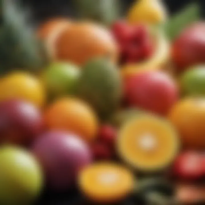 A colorful assortment of tropical fruits.