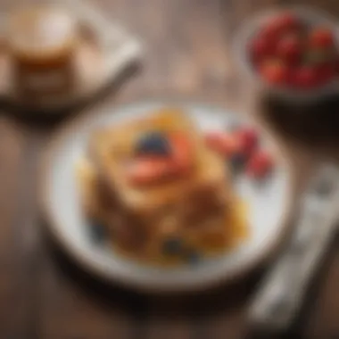 Artistic arrangement of French toast on a rustic wooden table