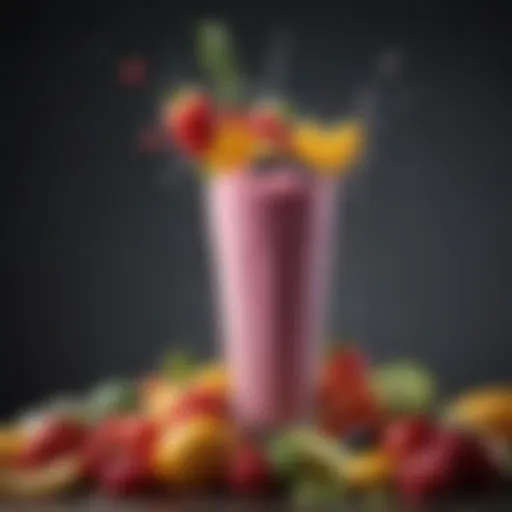 Colorful assortment of fresh fruits and vegetables for shakes