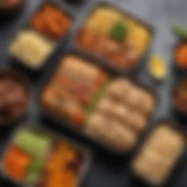 Colorful protein-packed bento box with assorted snacks