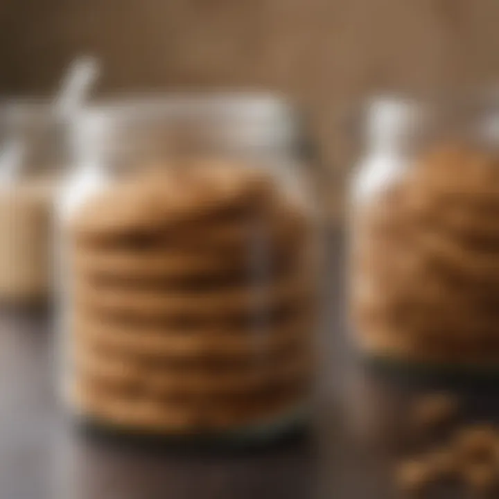 A jar of peanut butter cookies stored for freshness