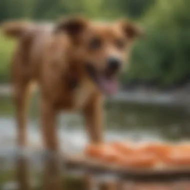 A happy dog eagerly anticipating a salmon treat