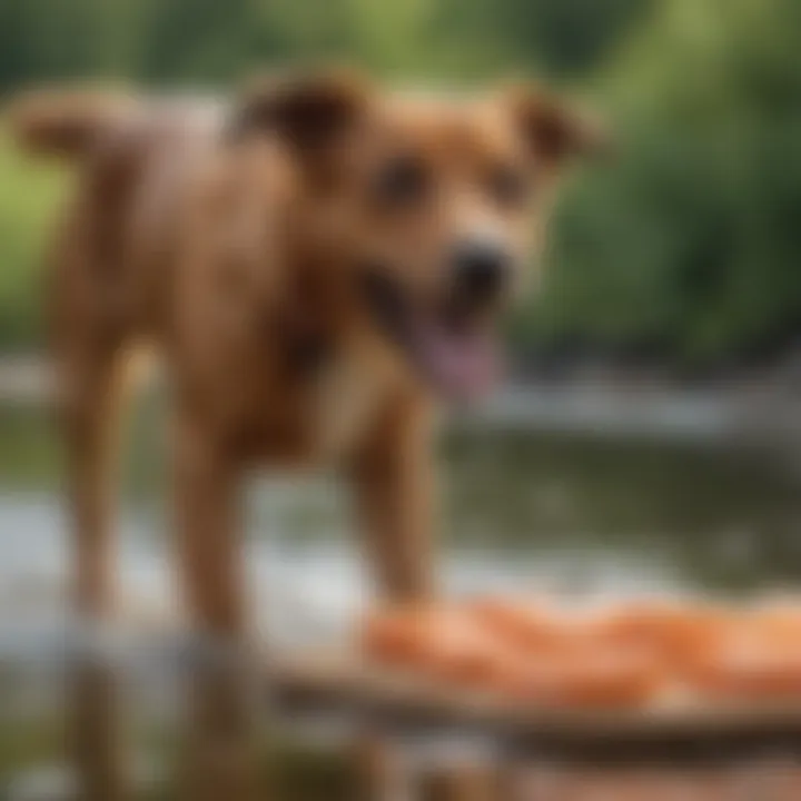 A happy dog eagerly anticipating a salmon treat