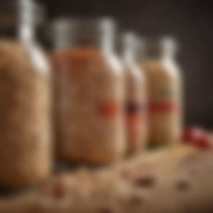 A variety of whole grains and legumes in glass jars.