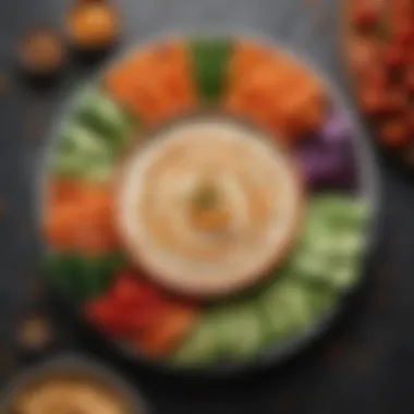 Hummus Platter with Vegetables A colorful platter showcasing hummus alongside various fresh vegetables.