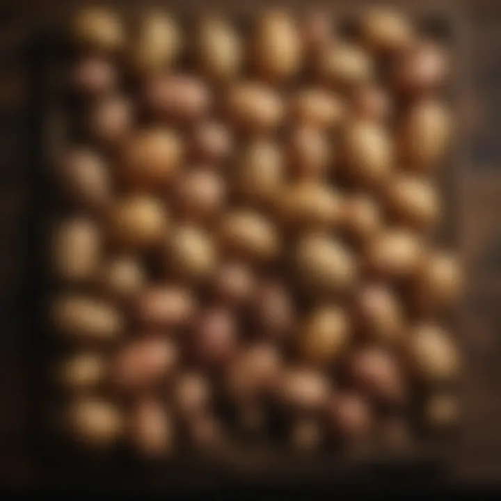 A variety of potatoes arranged aesthetically on a wooden table