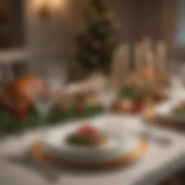 A beautifully arranged festive table with unique Christmas dinner settings