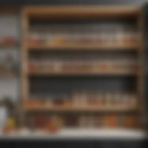 Stylish kitchen cupboard with organized spices