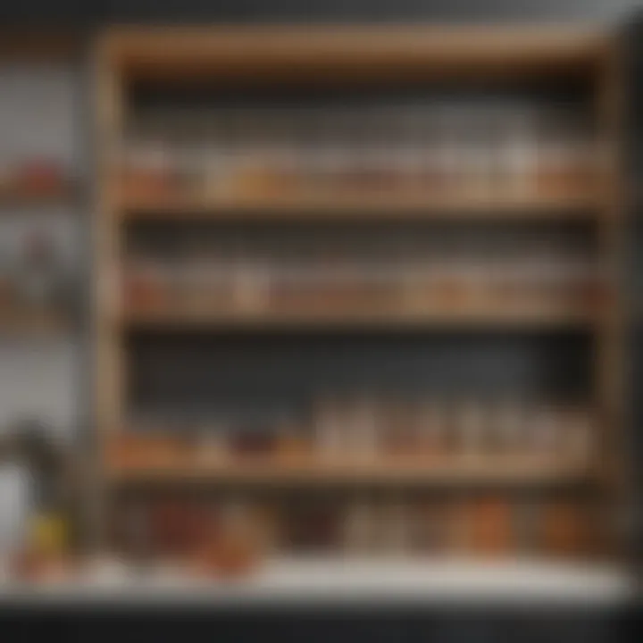 Stylish kitchen cupboard with organized spices