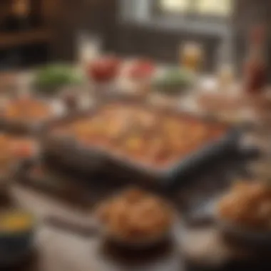 Culinary Trivia Game Setup A vibrant tabletop set for a culinary trivia game