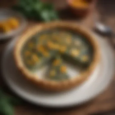 Savory Spinach Quiche for a Gourmet Lunch Delicious spinach quiche served on a rustic plate