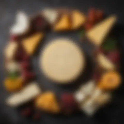 A wheel of artisanal farm cheese showcasing unique textures and colors