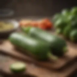 Fresh zucchini on a wooden table