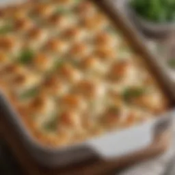 Baked Keto Chicken Ranch Casserole topped with fresh herbs