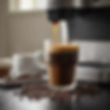 Brewed Coffee with a Keurig Machine Keurig machine with a cup of brewed coffee