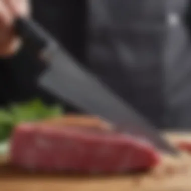 Close-up of a chef's knife highlighting its craftsmanship