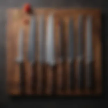 Diverse Array of Culinary Knives A collection of professional kitchen knives showcasing variety