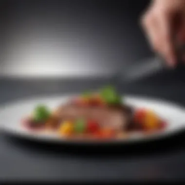 An elegantly plated dish emphasizing knife skills in presentation