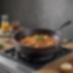 A large nonstick saucepan showcasing its sleek design and functionality.