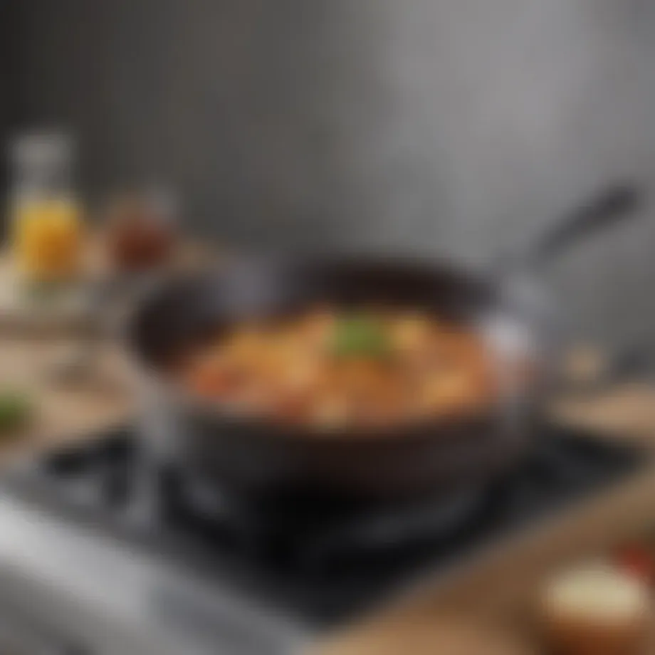 A large nonstick saucepan showcasing its sleek design and functionality.