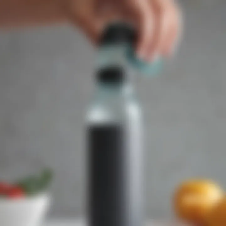 Close-up of the self-cleaning function in action within the Larq Movement Water Bottle