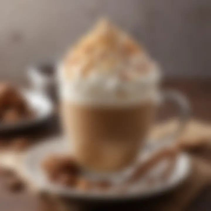 A beautifully crafted latte topped with whipped cream and drizzled with Chestnut Praline Syrup
