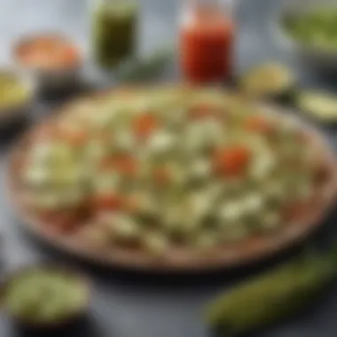 Culinary Delights with No Salt Dill Pickles An artistic arrangement of various low-sodium dishes featuring no salt dill pickles