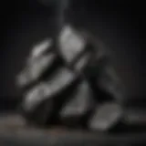 Lump charcoal displaying unique shapes and textures