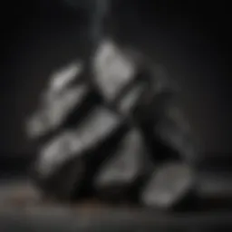 Lump charcoal displaying unique shapes and textures