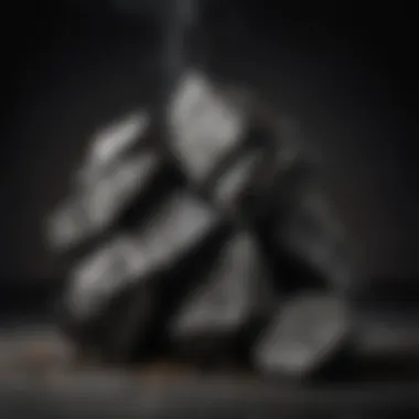 Lump charcoal displaying unique shapes and textures