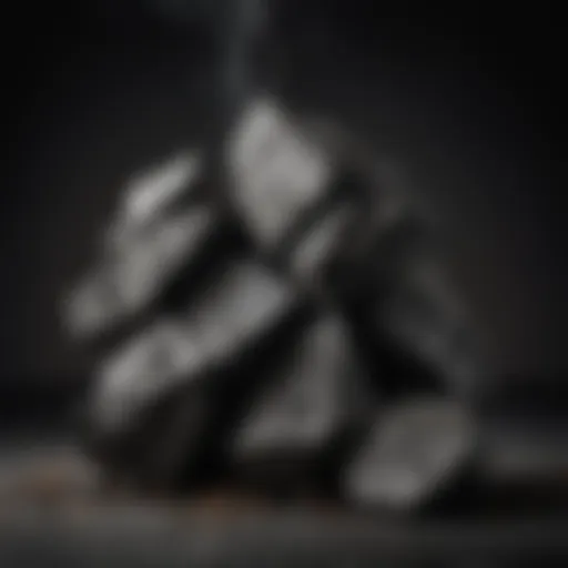 Lump charcoal displaying unique shapes and textures