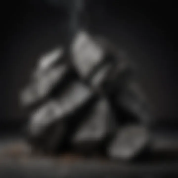 Lump charcoal displaying unique shapes and textures