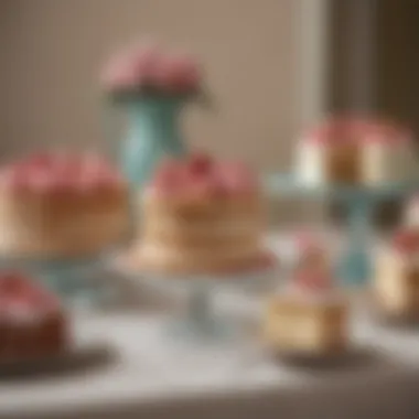 Elegant Presentation of Magnolia Bakery Cakes A stylish setting featuring Magnolia Bakery cakes presented elegantly on a table.