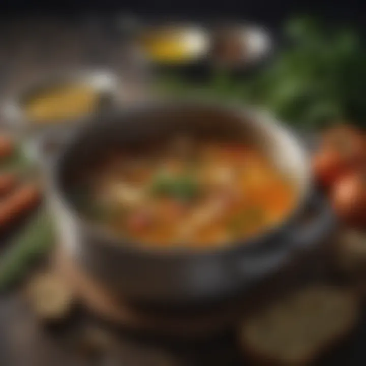 A simmering pot of rich vegetable broth