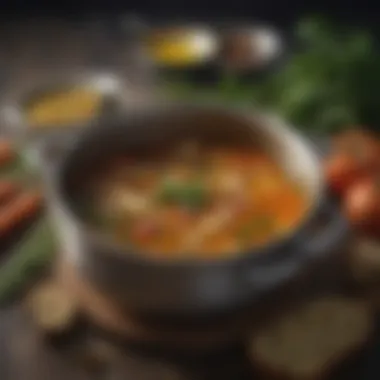Crafting Flavorful Vegetable Broth A simmering pot of rich vegetable broth